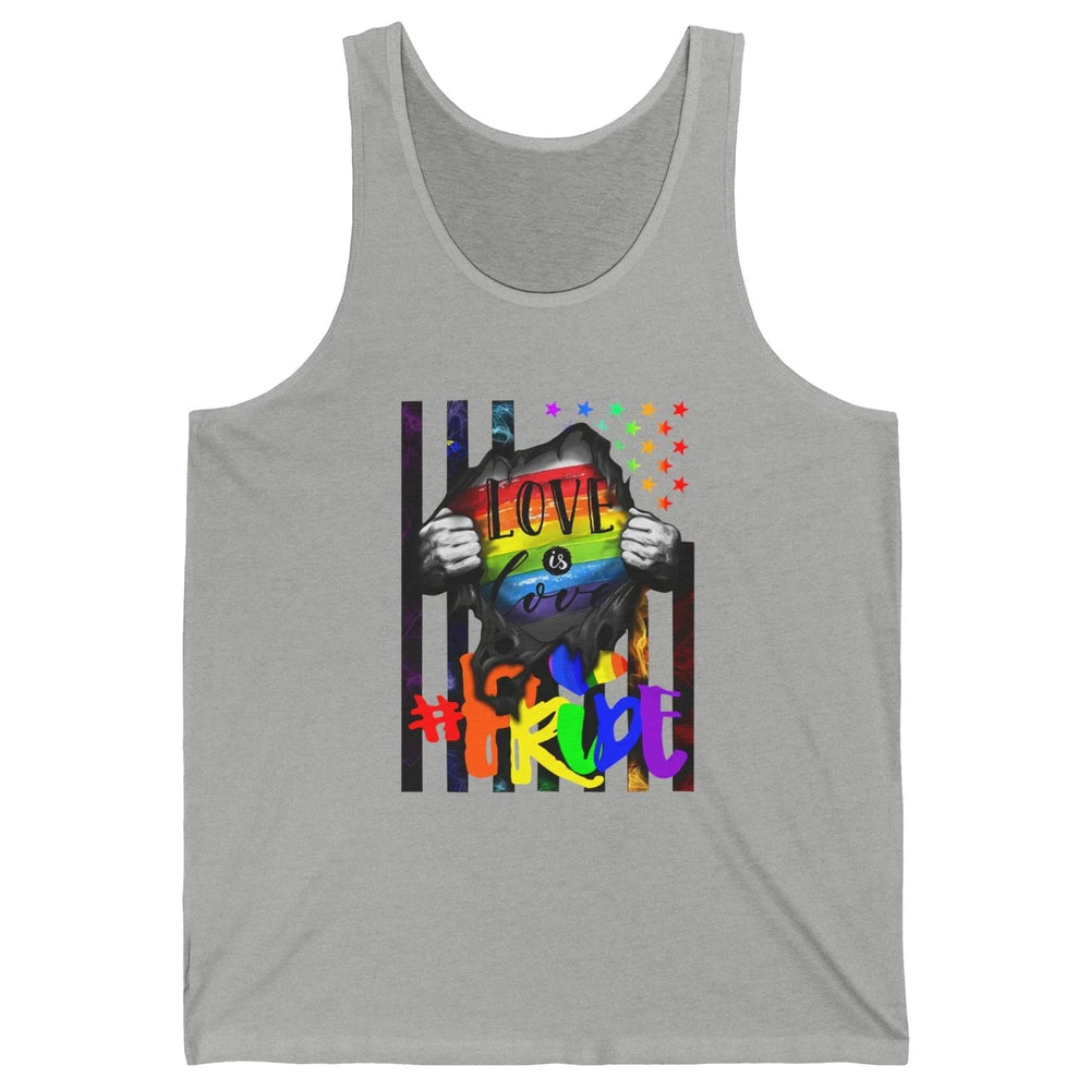 American Flag Love Is Love LGBT Gay Pride Month Equality Unisex Jersey Tank