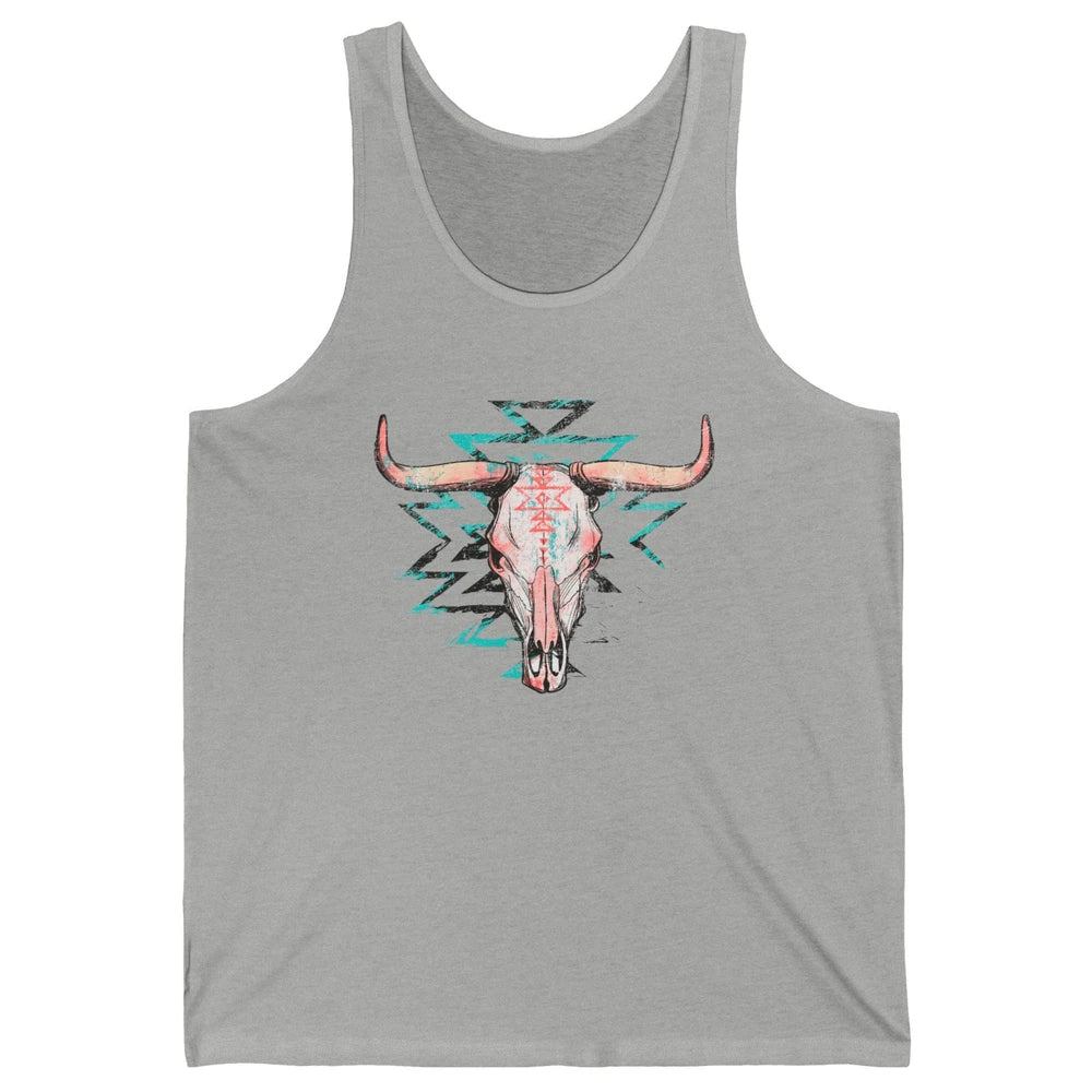 Boho Bull Skull Aztec Rodeo Desert Spirit Western Country Unisex Jersey Tank