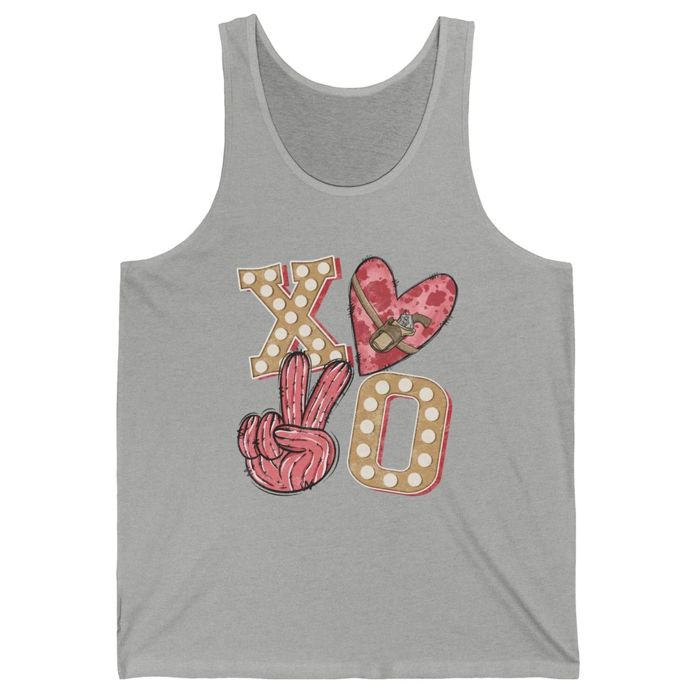 XOXO Hugs And Kisses Leopard Heart Cowboy Love Rodeo Western Country Unisex Jersey Tank