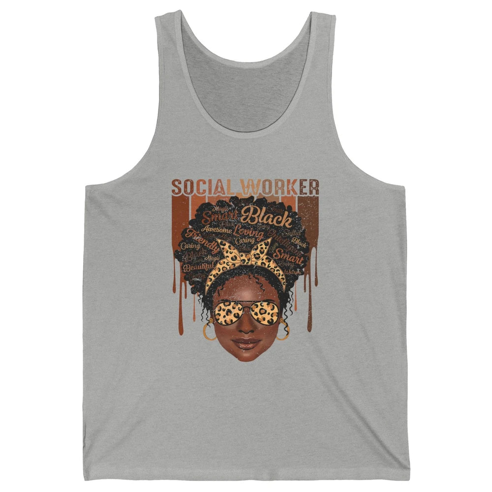 Social Worker Afro Messy Bun African American Social Work Unisex Jersey Tank