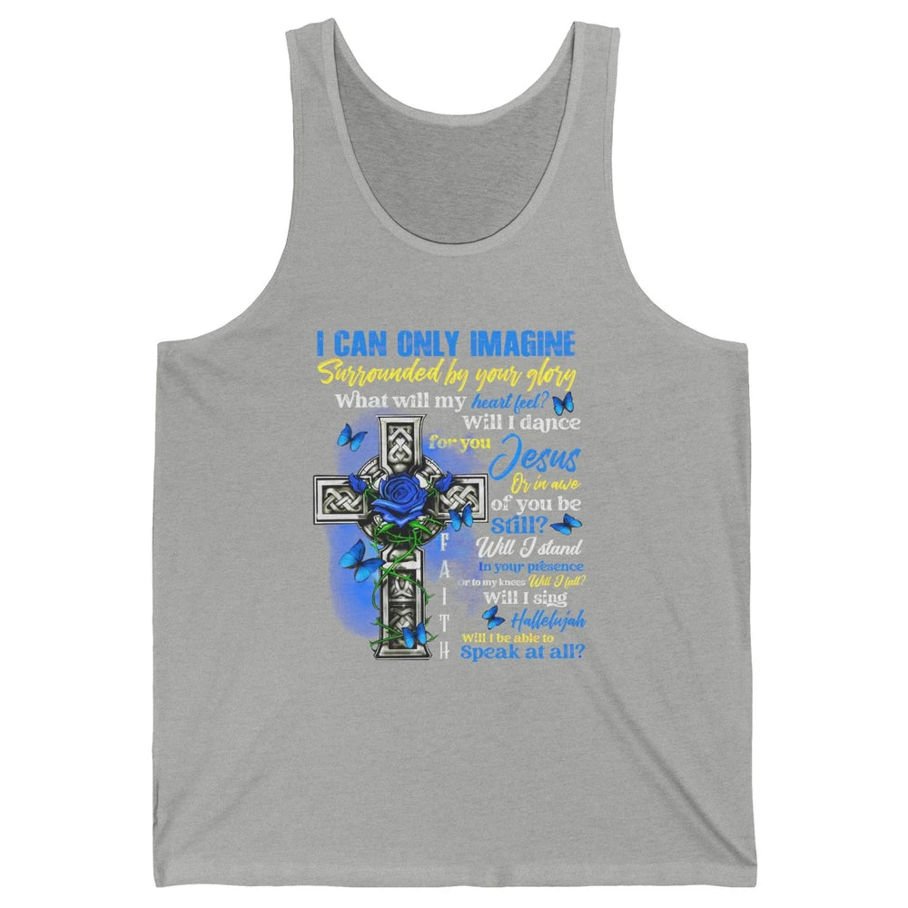 Butterfly Jesus Cross I Can Imagine Christian Religious Unisex Jersey Tank