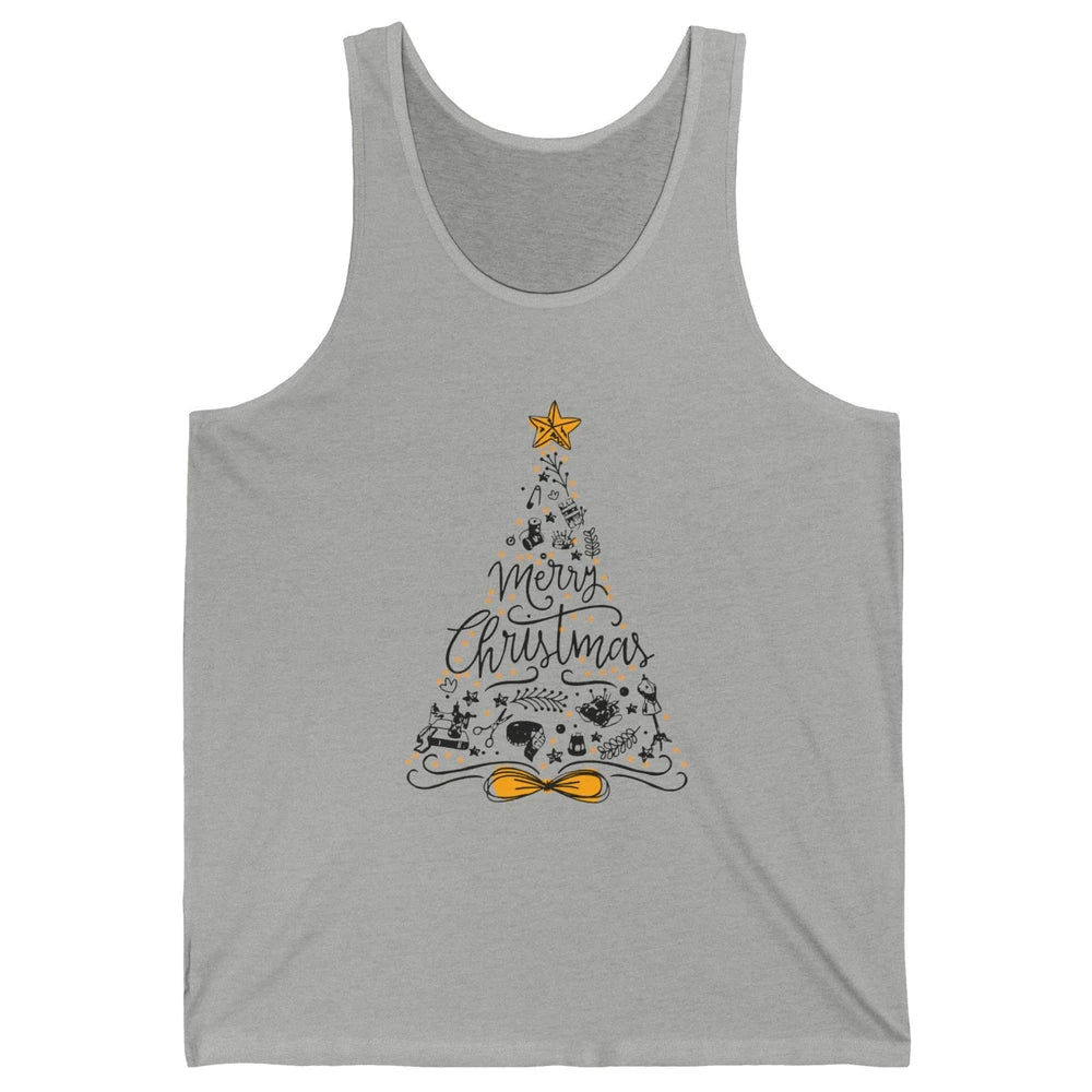 Funny Sewing Merry Christmas Tree Quilting Symbols Christmas Unisex Jersey Tank