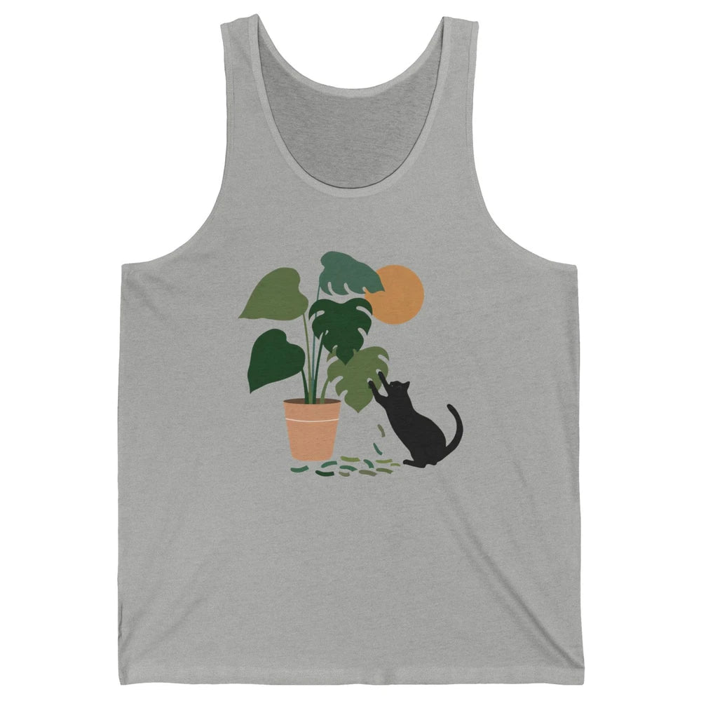 Black Cat And Plant The Making Of Monstera Garden Cat Lovers Unisex Jersey Tank