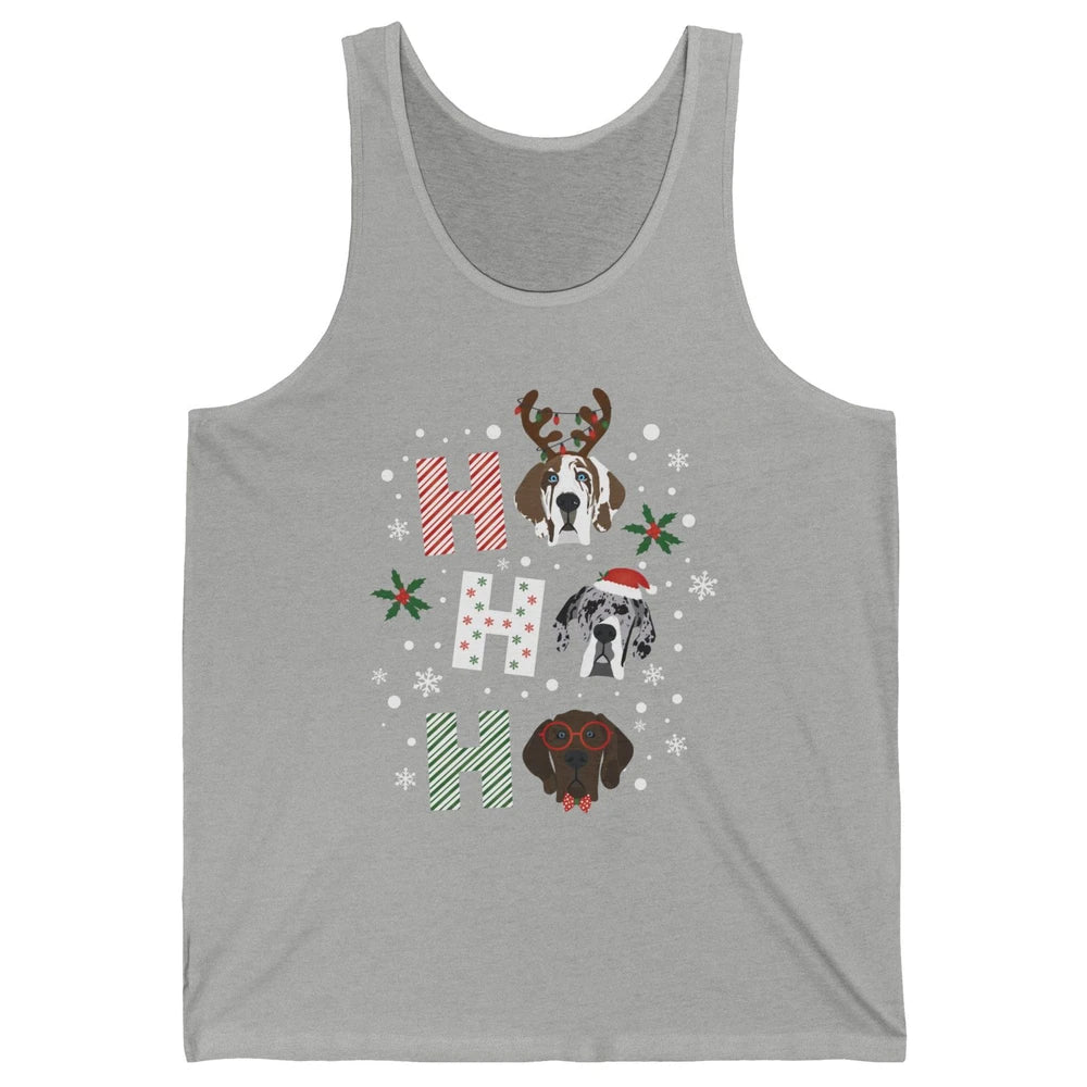 Merry Christmas Great Dane Dog Xmas Reindeer Santa Hat Ho Ho Unisex Jersey Tank