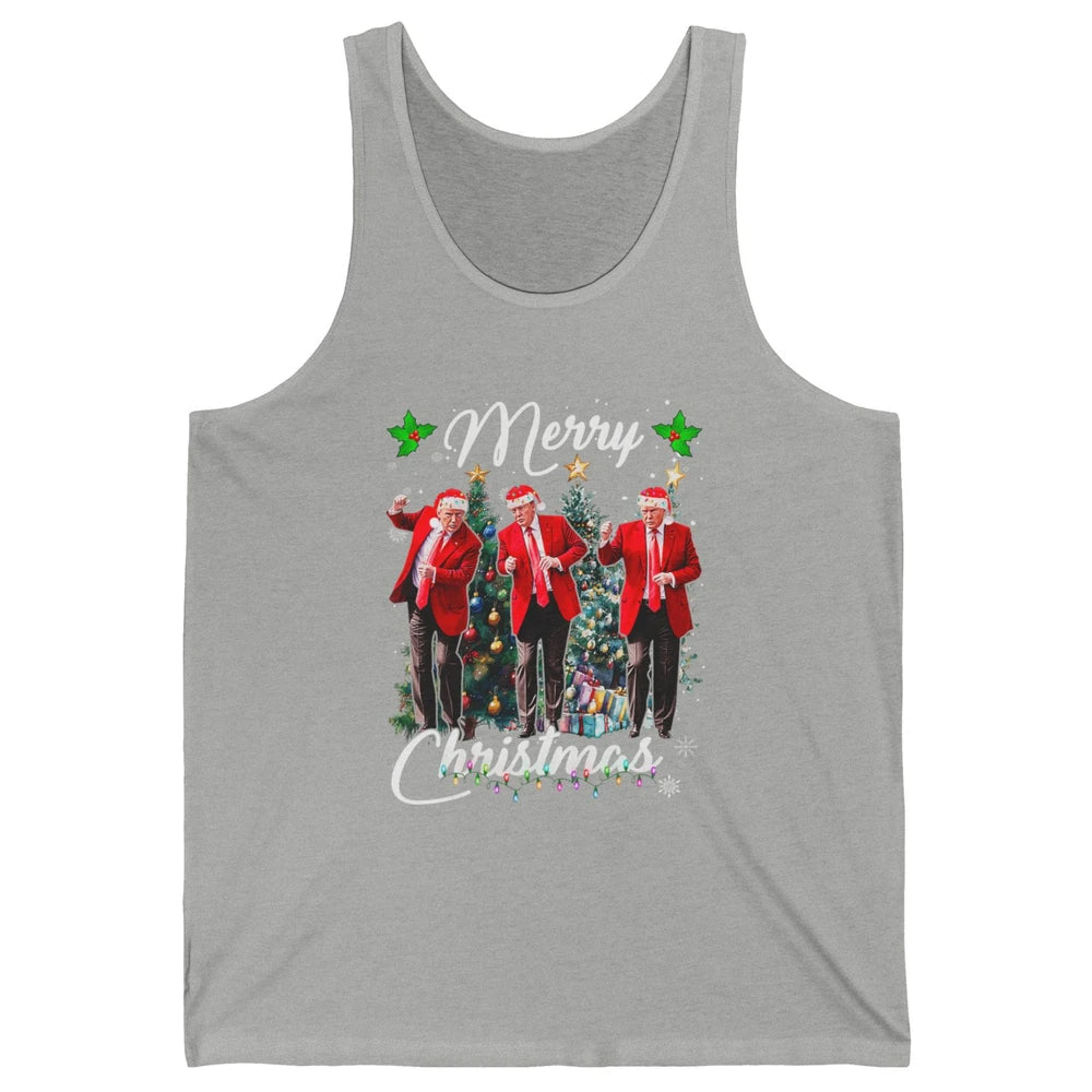 Funny Trump Dance Santa Claus Christmas Donald Trump President Sarcastic Political Xmas Unisex Jersey Tank