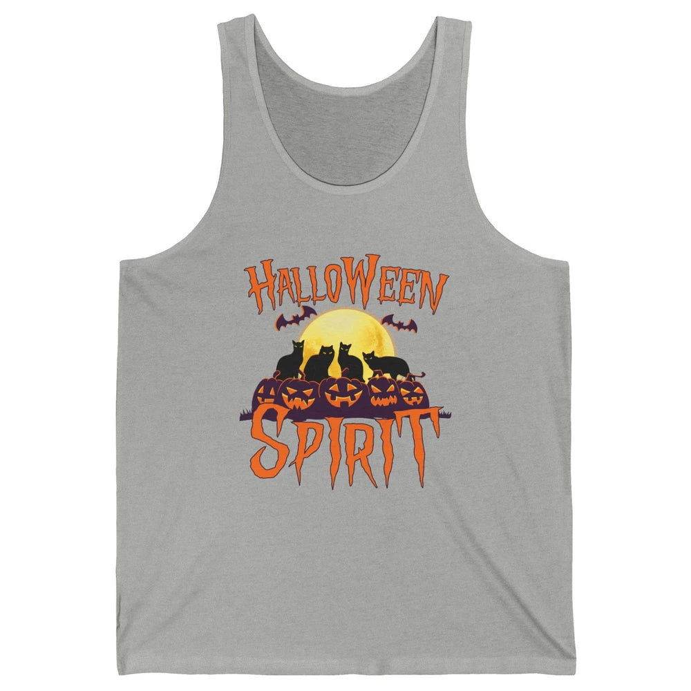 Black Cat Pumpkin Halloween Spirit Moon Night Cat Lover Gift Unisex Jersey Tank