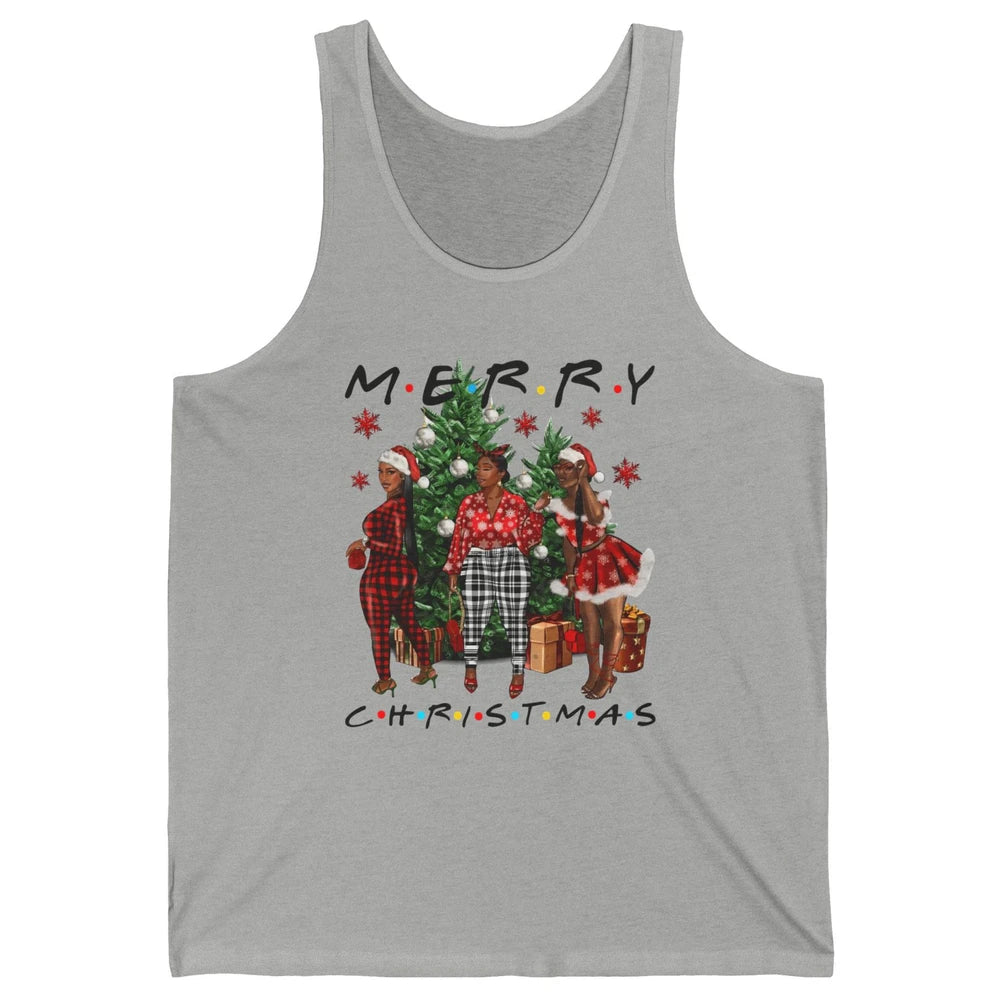 Merry Christmas African American Black Woman Xmas Afro Santa Unisex Jersey Tank