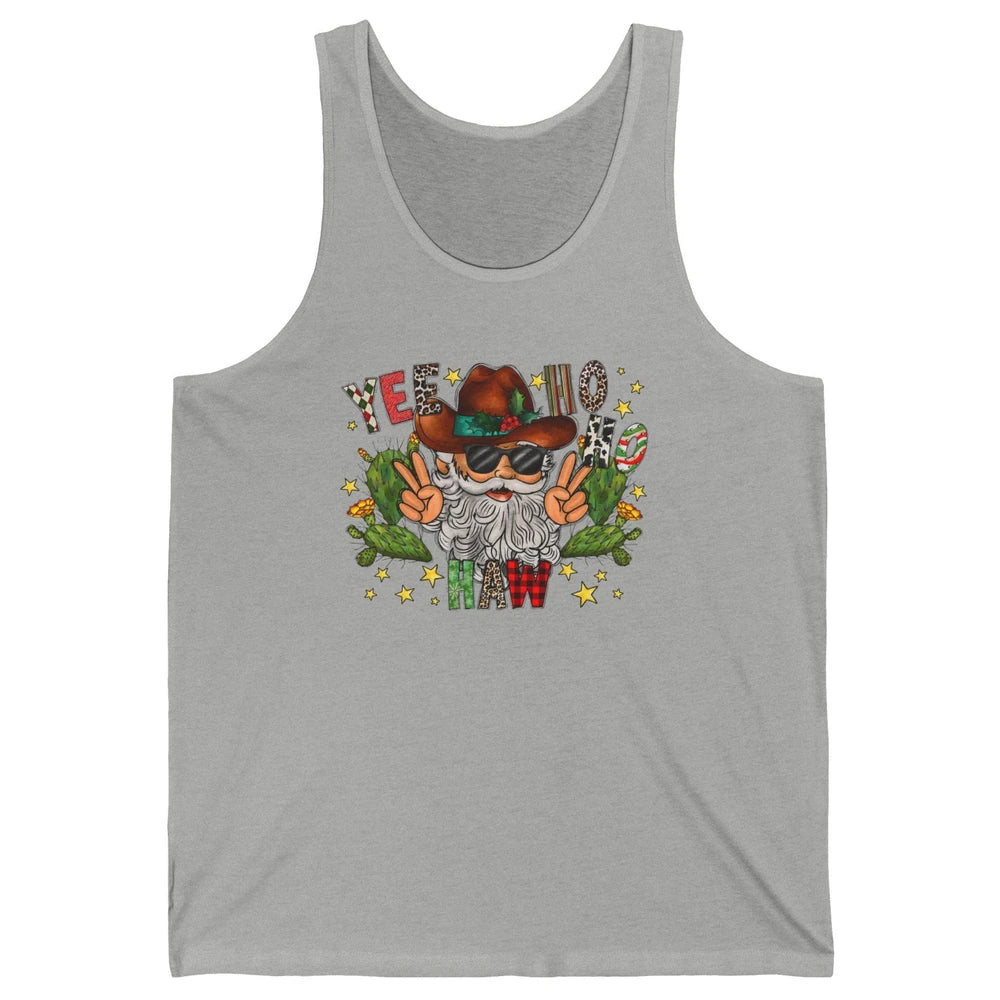 Leopard Santa Cowboy Yee Ho Haw Christmas Western Country Unisex Jersey Tank