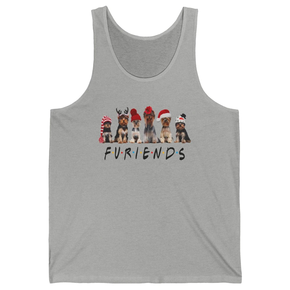 Funny Yorkie Furiends Merry Christmas Hat Santa Dog Lovers Unisex Jersey Tank