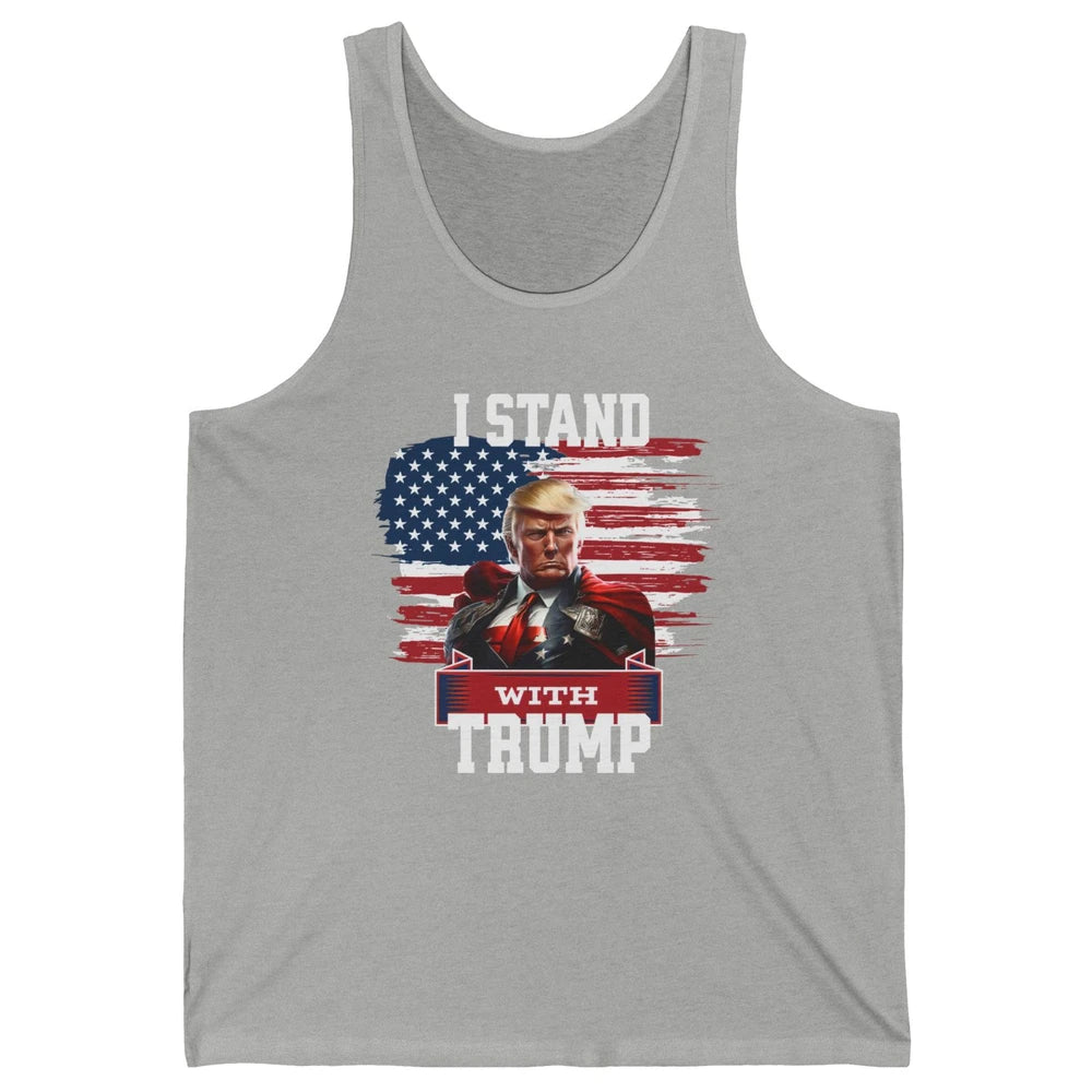 Retro US Flag I Stand With Donald Trump Return 2024 Patriot Unisex Jersey Tank