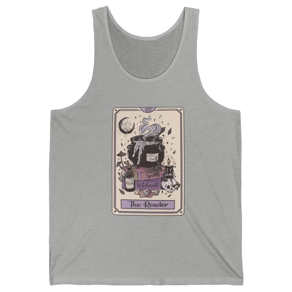 Retro Skull Books The Reader Tarot Card Witchcraft Halloween Unisex Jersey Tank