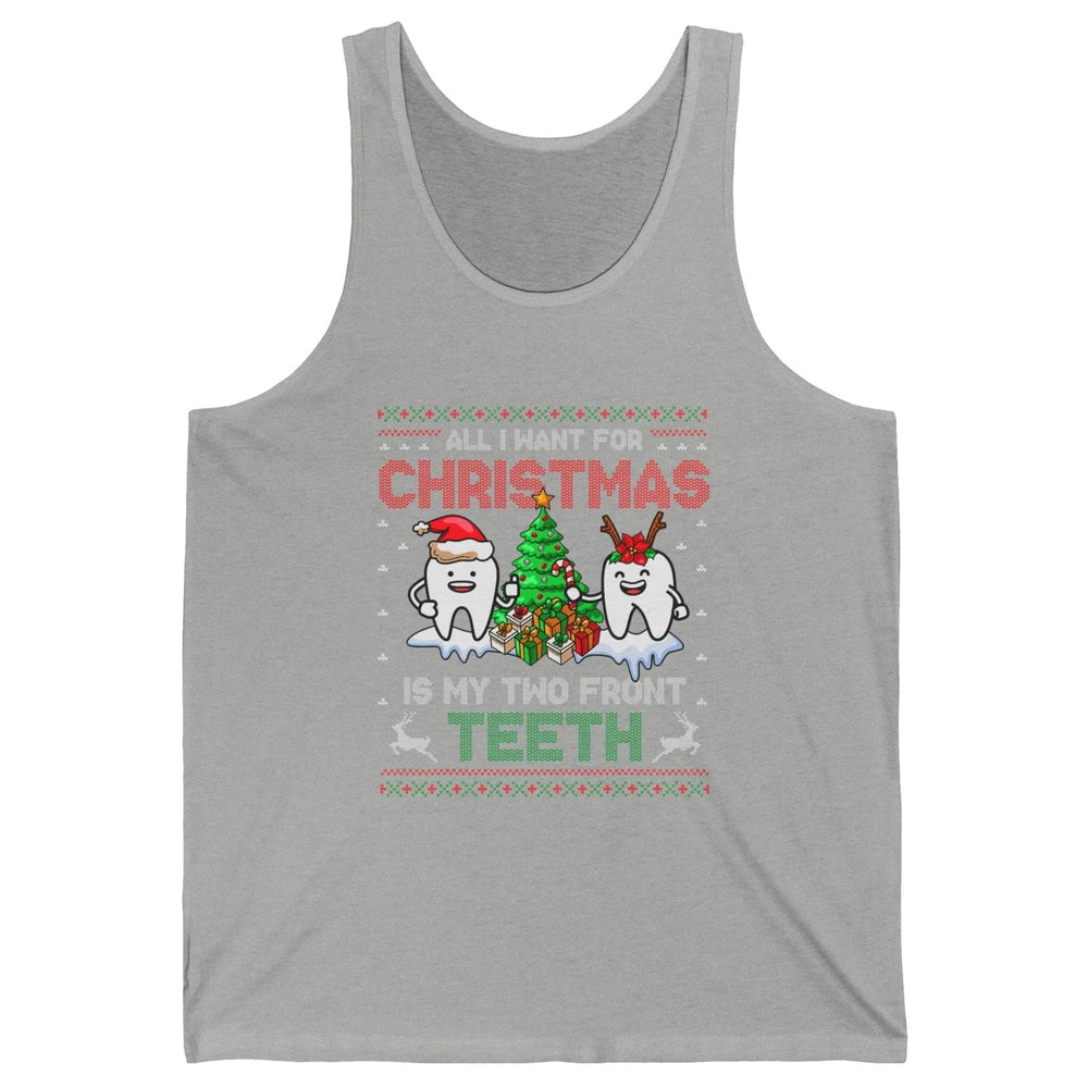 Merry Christmas Funny Two Teeth Dentist Xmas Tree Santa Ugly Unisex Jersey Tank