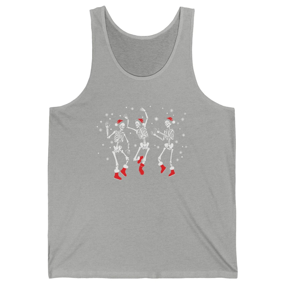 Funny Skeleton Christmas Dancing Snowflakes Santa Skeleton Unisex Jersey Tank