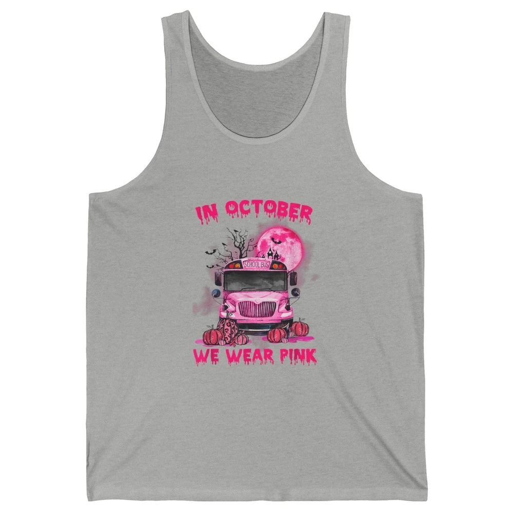 School Bus Driver Wear Pink Ribbon Breast Cancer Awareness Unisex Jersey Tank