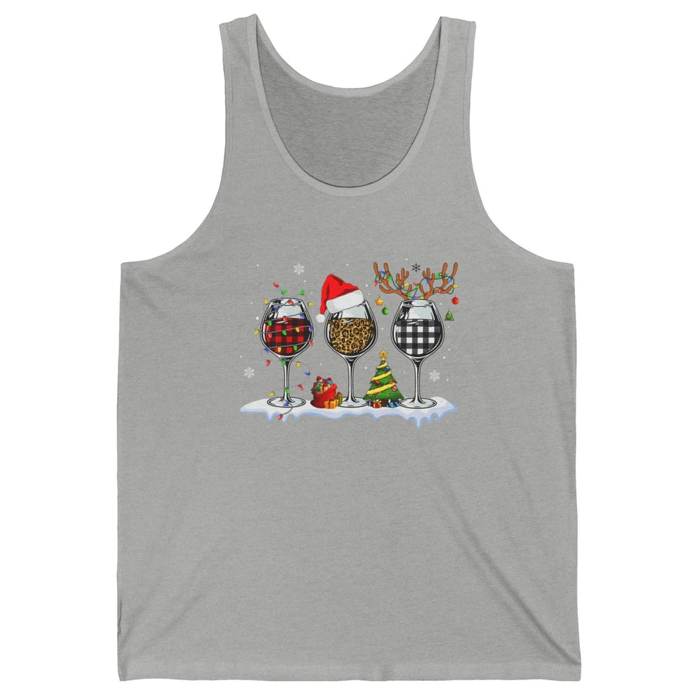 Merry Christmas Funny Red Wine Glass Santa Hat Reindeer Xmas Unisex Jersey Tank