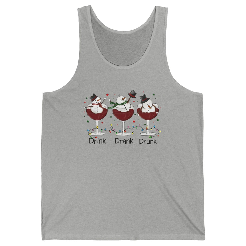 Funny Snowman Wine Christmas Drink Drank Drunk Christmas Unisex Jersey Tank