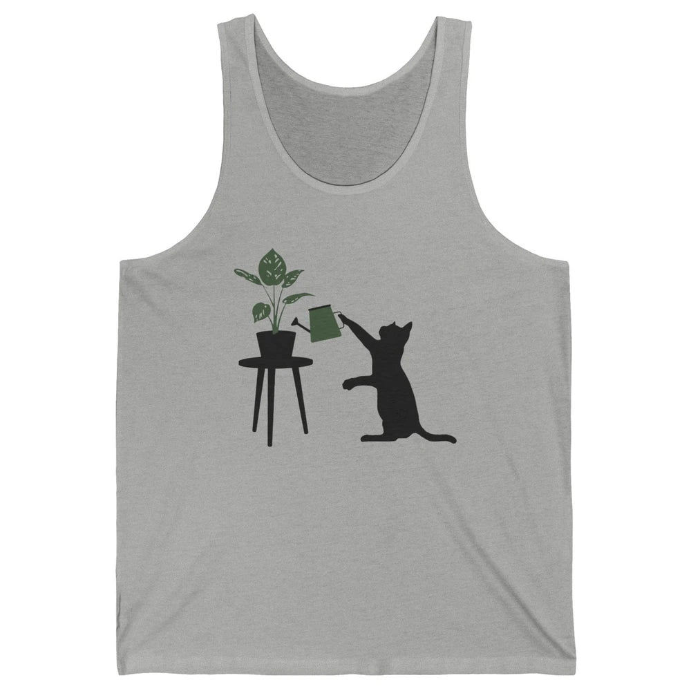 Black Cat Watering Plant Cat Gardening Planting Cat Lovers Unisex Jersey Tank