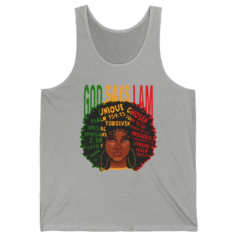 Afro Woman God Say I Am Black Melanin African American Woman Unisex Jersey Tank