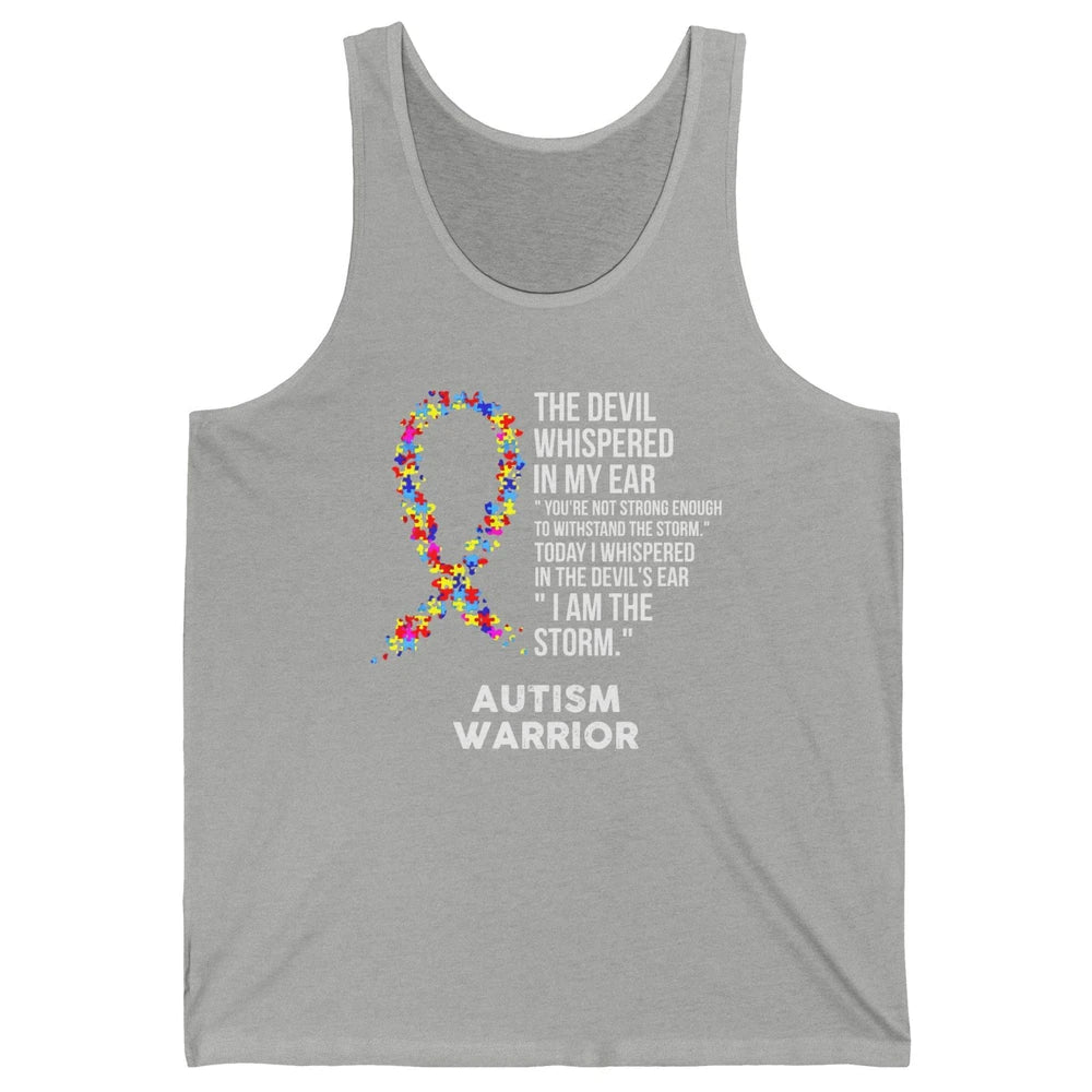 Autism Awareness Support Ribbon The Devil Whispered In Ear Unisex Jersey Tank