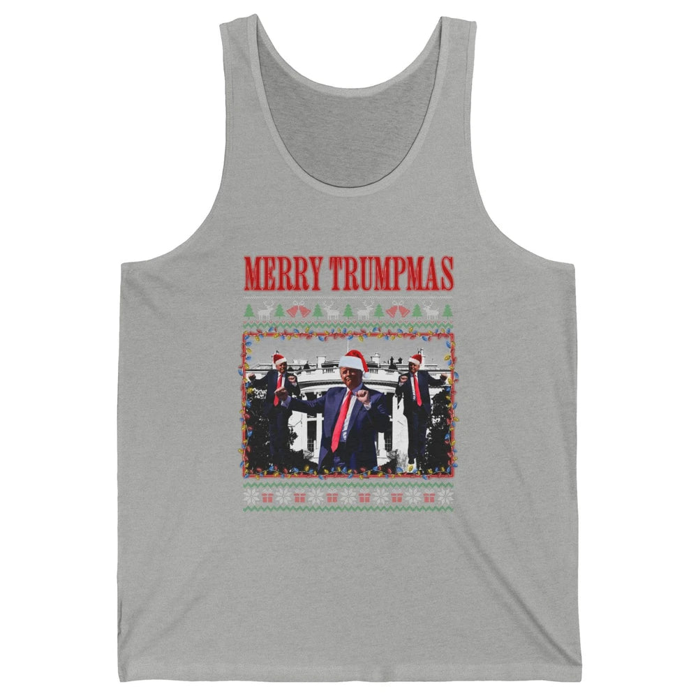 Funny Merry Trumpmas Christmas Donald Trump Santa Family Xmas President Republican Political Ugly Unisex Jersey Tank