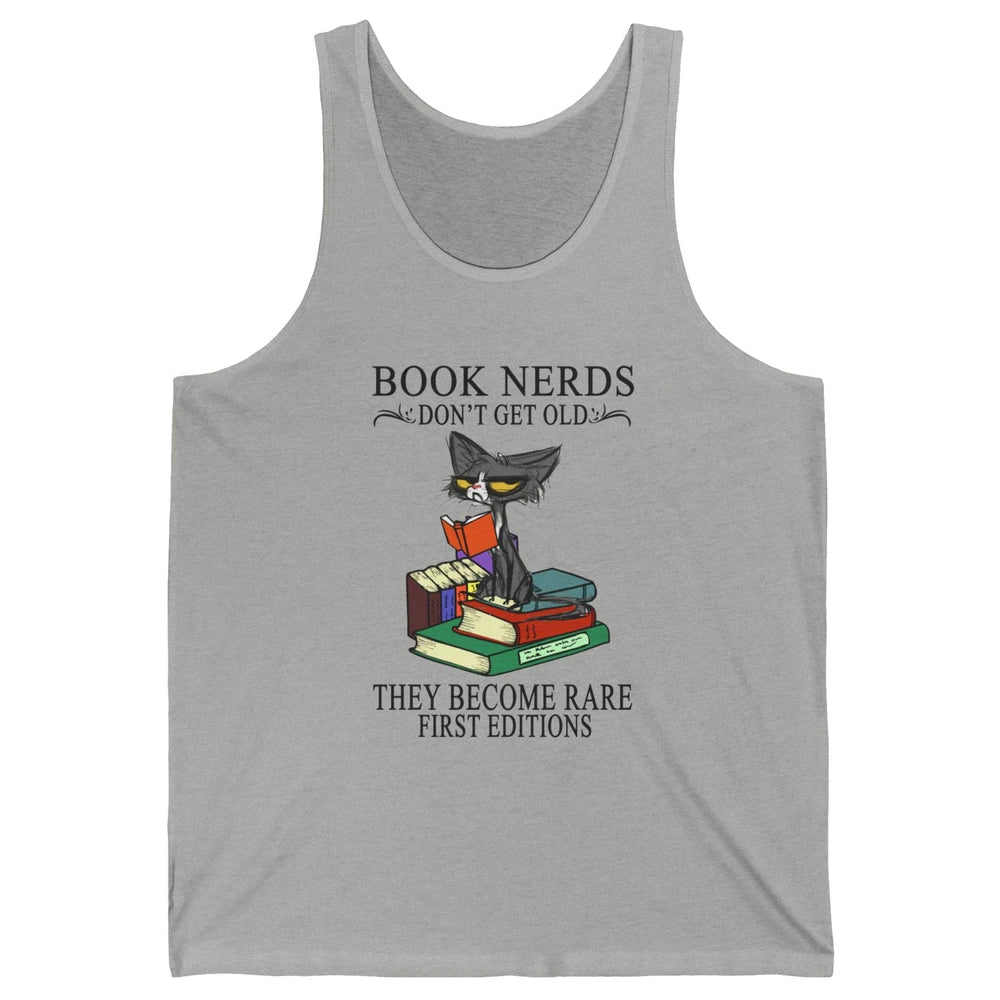 Cat Book Nerds Don't Get Old They Become Rare Reading Lovers Unisex Jersey Tank