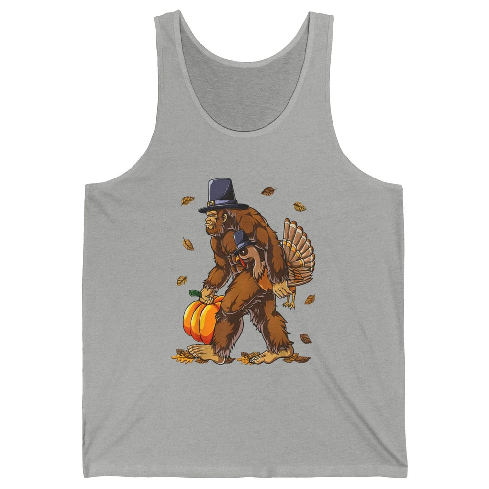 Bigfoot Pilgrim Hat Turkey Thanksgiving Funny Turkey Autumn Unisex Jersey Tank