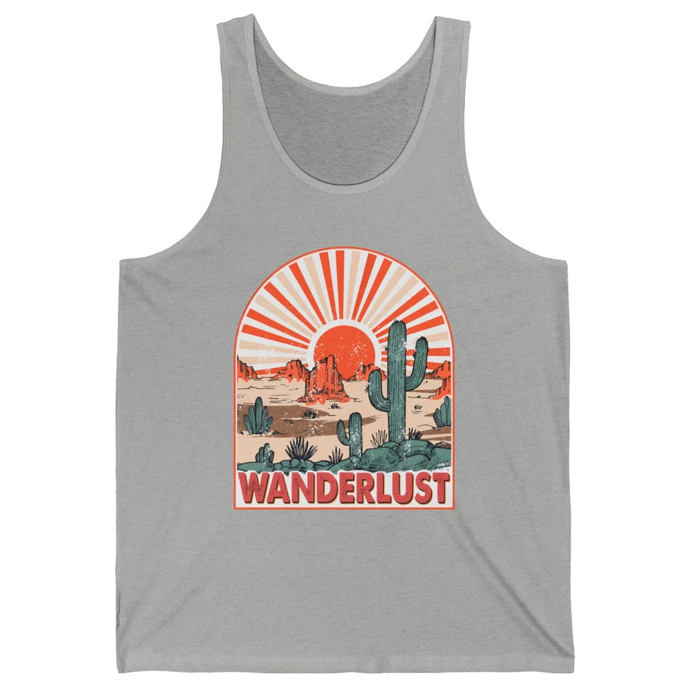 Vintage Desert Sunset Wanderlust Get Lost In Nature Outdoor Unisex Jersey Tank