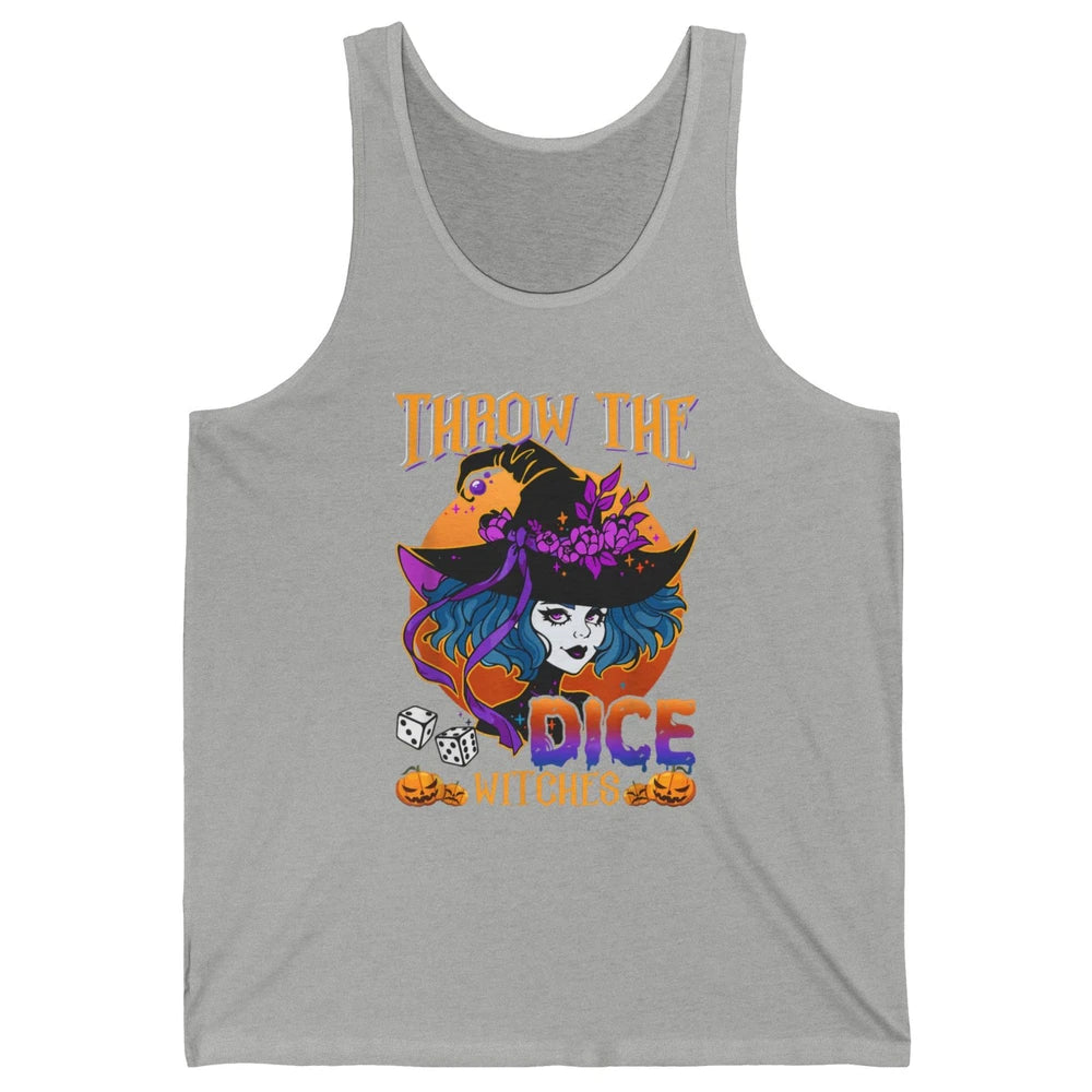 Retro Throw The Dice Witches Bunco Halloween Pumpkin Gothic Unisex Jersey Tank