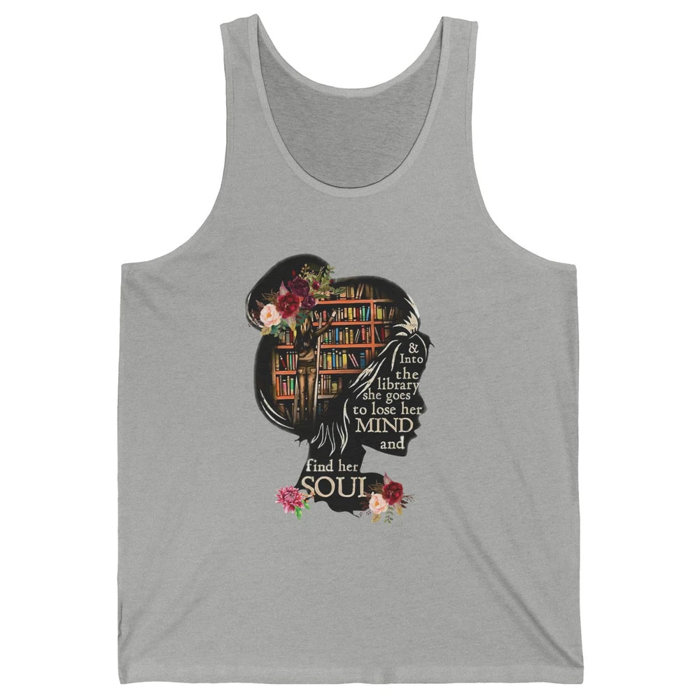 Bookish Into The Library She Goes Booknerd Reading Librarian Unisex Jersey Tank