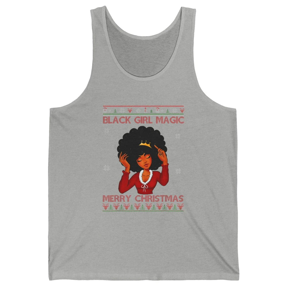 Ugly African Girl American Melanin Christmas Santa Hat Afro Unisex Jersey Tank