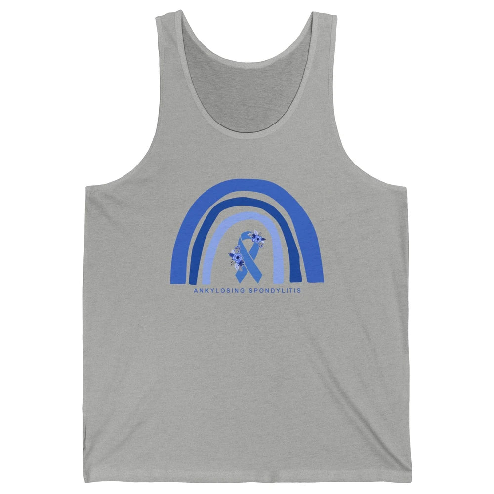 Ankylosing Spondylitis Awareness Support Floral Blue Ribbon Unisex Jersey Tank