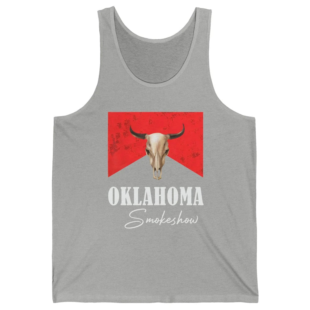 Boho Bull Skull Cow Print Oklahoma Smokeshow Western Country Unisex Jersey Tank