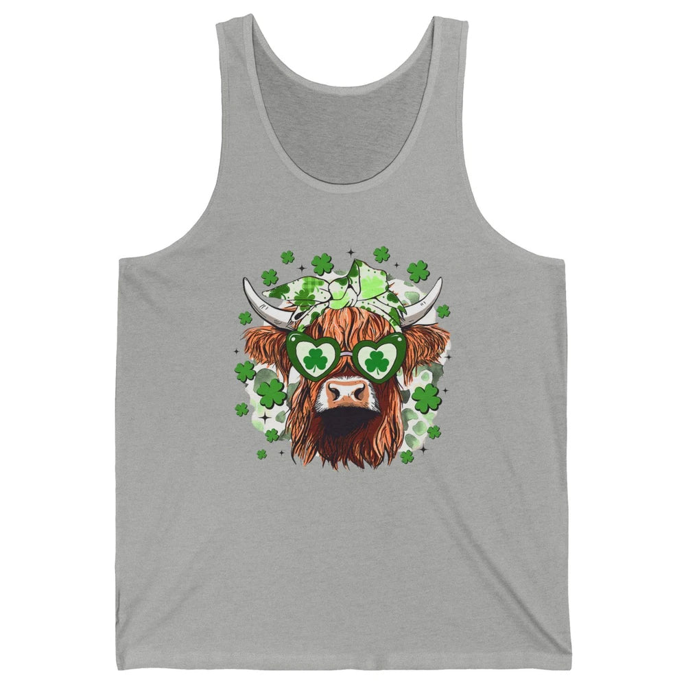 St Patrick Highland Cow Shamrock Bandana Western St Paddy Unisex Jersey Tank