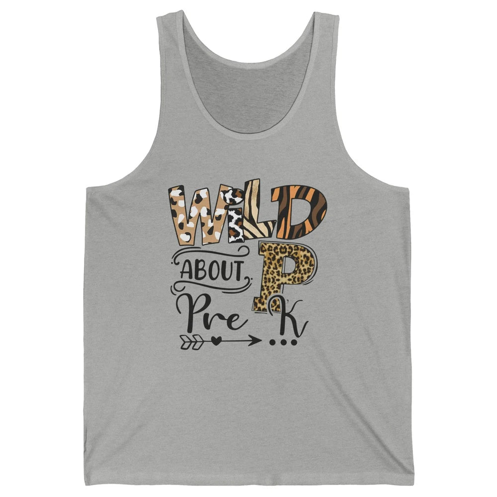 Wild About Pre-K Leopard Preschool Teacher Back To School Unisex Jersey Tank