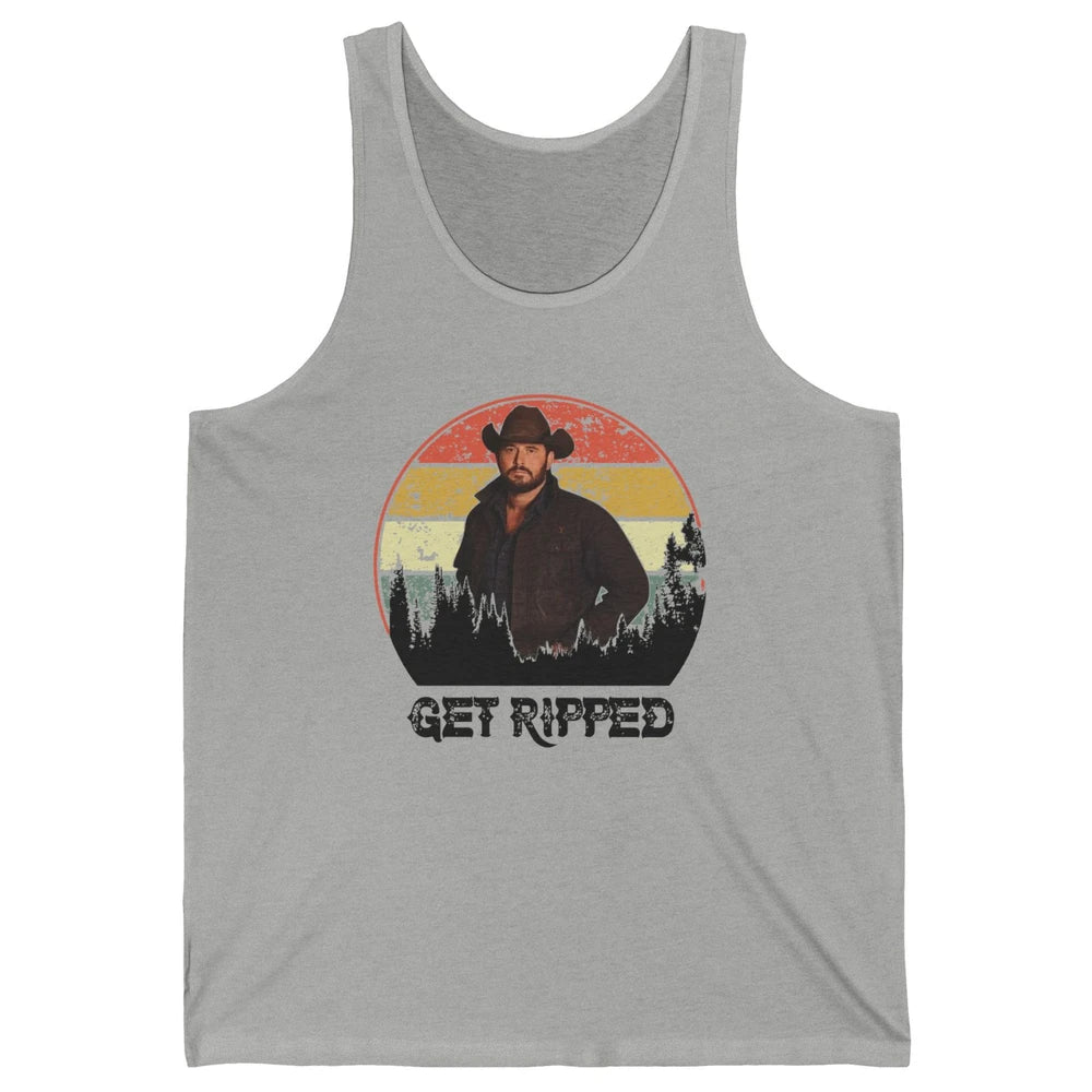 Vintage Cowboy Get Ripped Western Country Music Rodeo Dad Unisex Jersey Tank