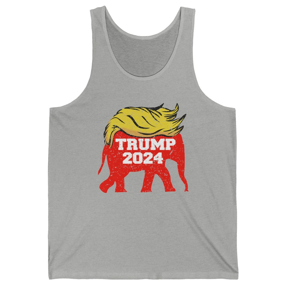 Trump 2024 Republican Elephant With Trump Hair Funny Trump Unisex Jersey Tank