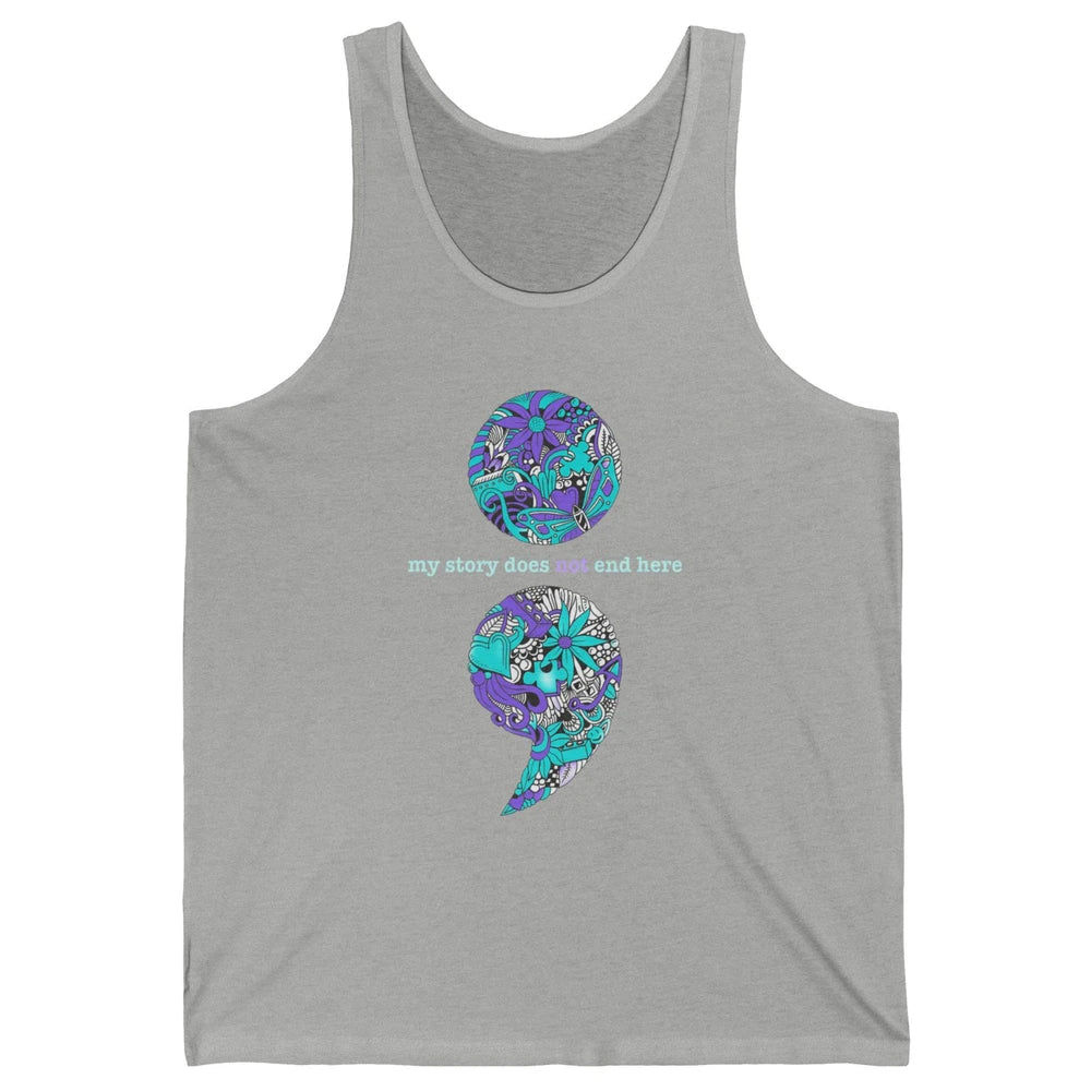 Semicolon Suicide Awareness Suicide Prevention Teal Purple Unisex Jersey Tank