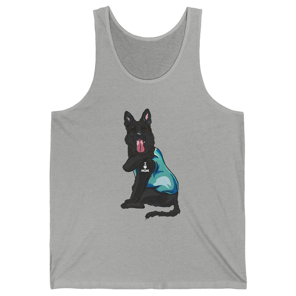 Black German Shepherd I Heart Mom Dog Mom Mother's Day Gift Unisex Jersey Tank