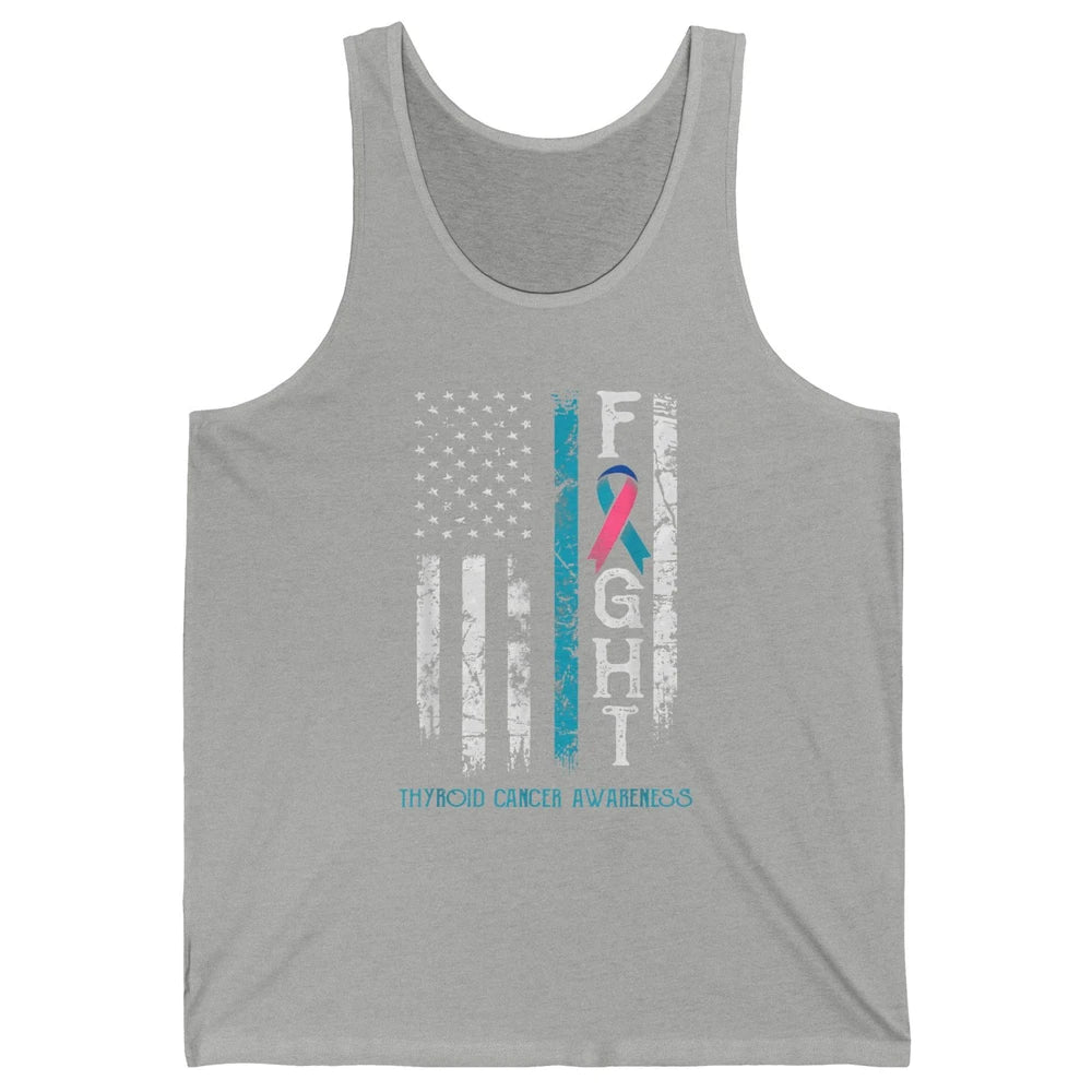 Thyroid Cancer Awareness Blue Pink Teal Ribbon Fight Flag Unisex Jersey Tank