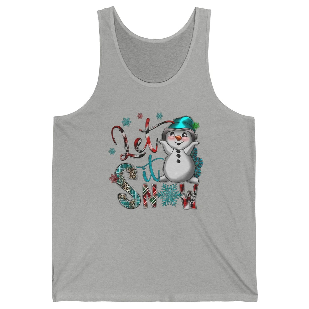 Leopard Snow Man Let It Snow Snowflakes Western Christmas Unisex Jersey Tank