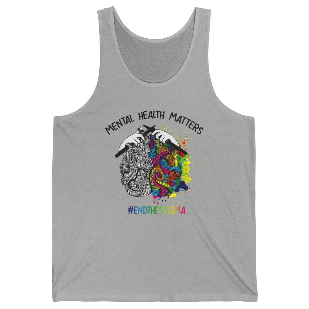 Brain Knitting Mental Health Matters Awareness Crochet Quilt Unisex Jersey Tank