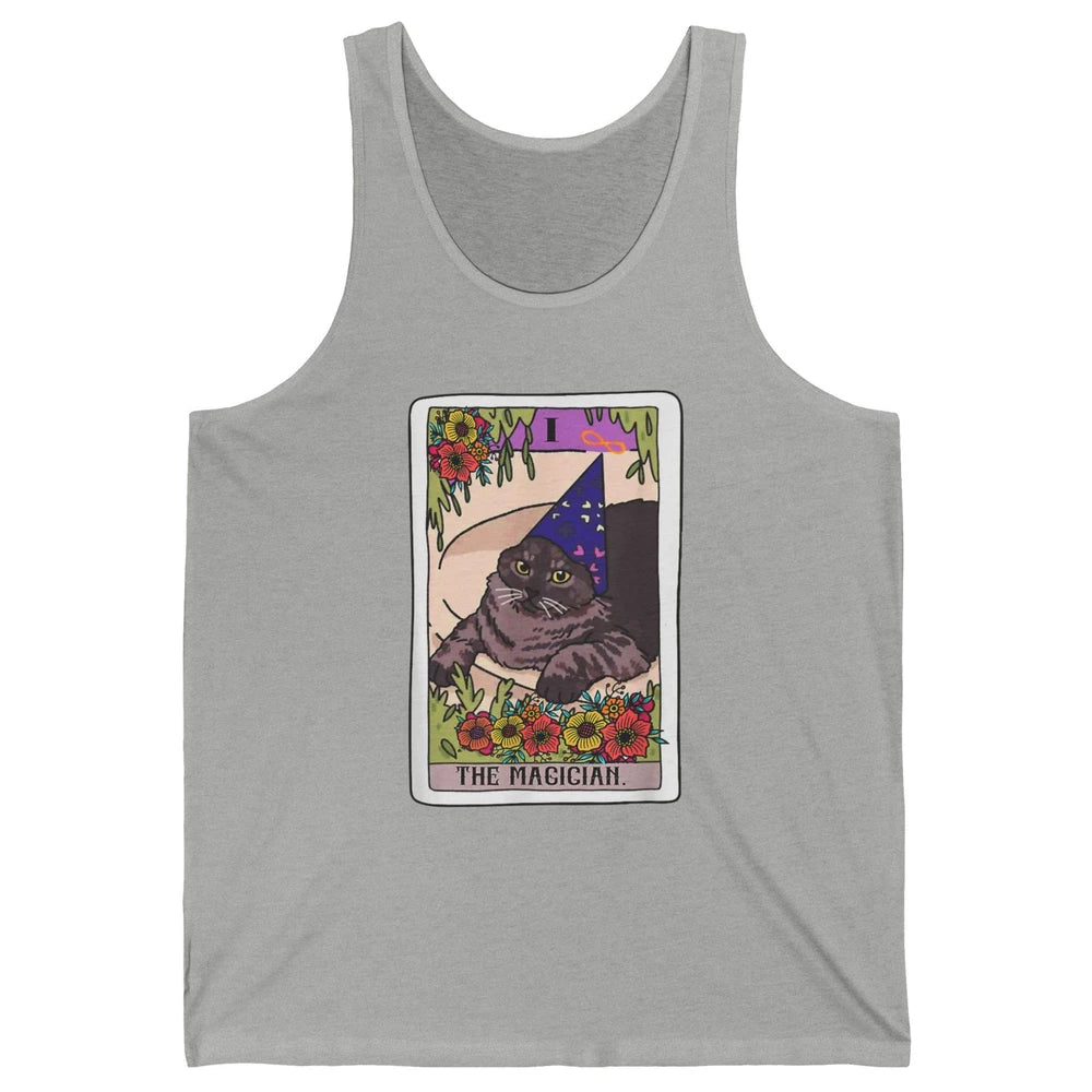 The Magician Grey Cat Tarot Card Witch Rider Goth Halloween Unisex Jersey Tank