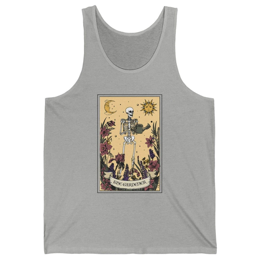 Retro Skeleton The Gardener Tarot Card Plant Lady Halloween Unisex Jersey Tank