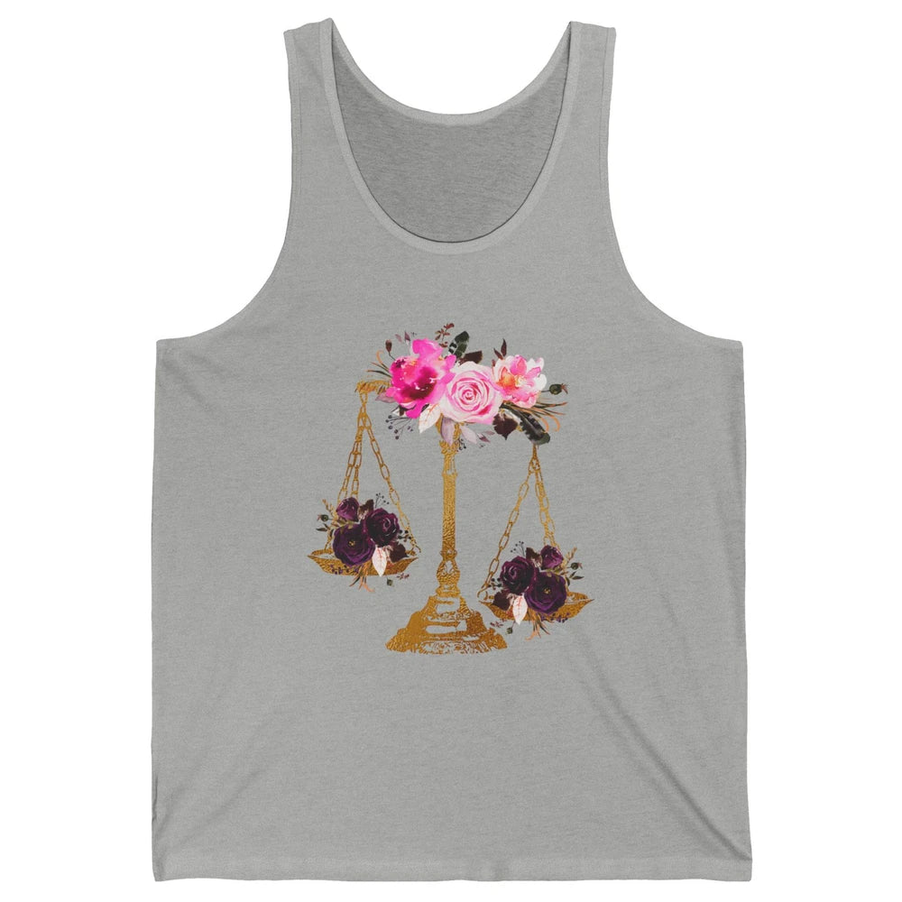 Wildflowers Lawyer Office Scales Roses Justice Law School Unisex Jersey Tank