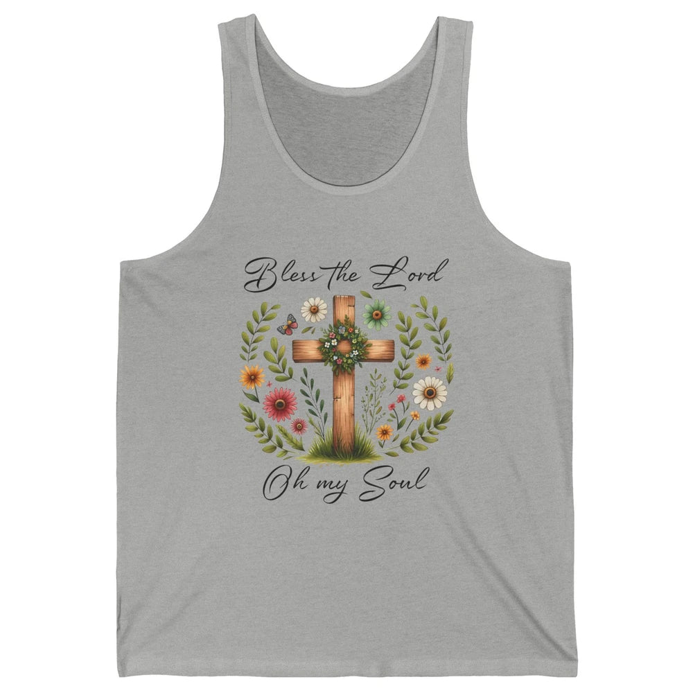 Bible Verse Bless The Lord Oh My Soul Christian Cross Retro Jesus Christ Church Unisex Jersey Tank