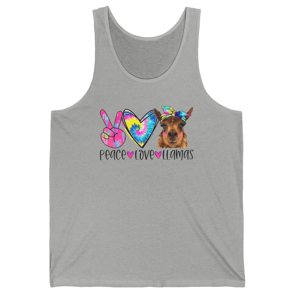 Vintage Llama Tie Dye Peace Love Llama Sarcastic Llama Lover Unisex Jersey Tank