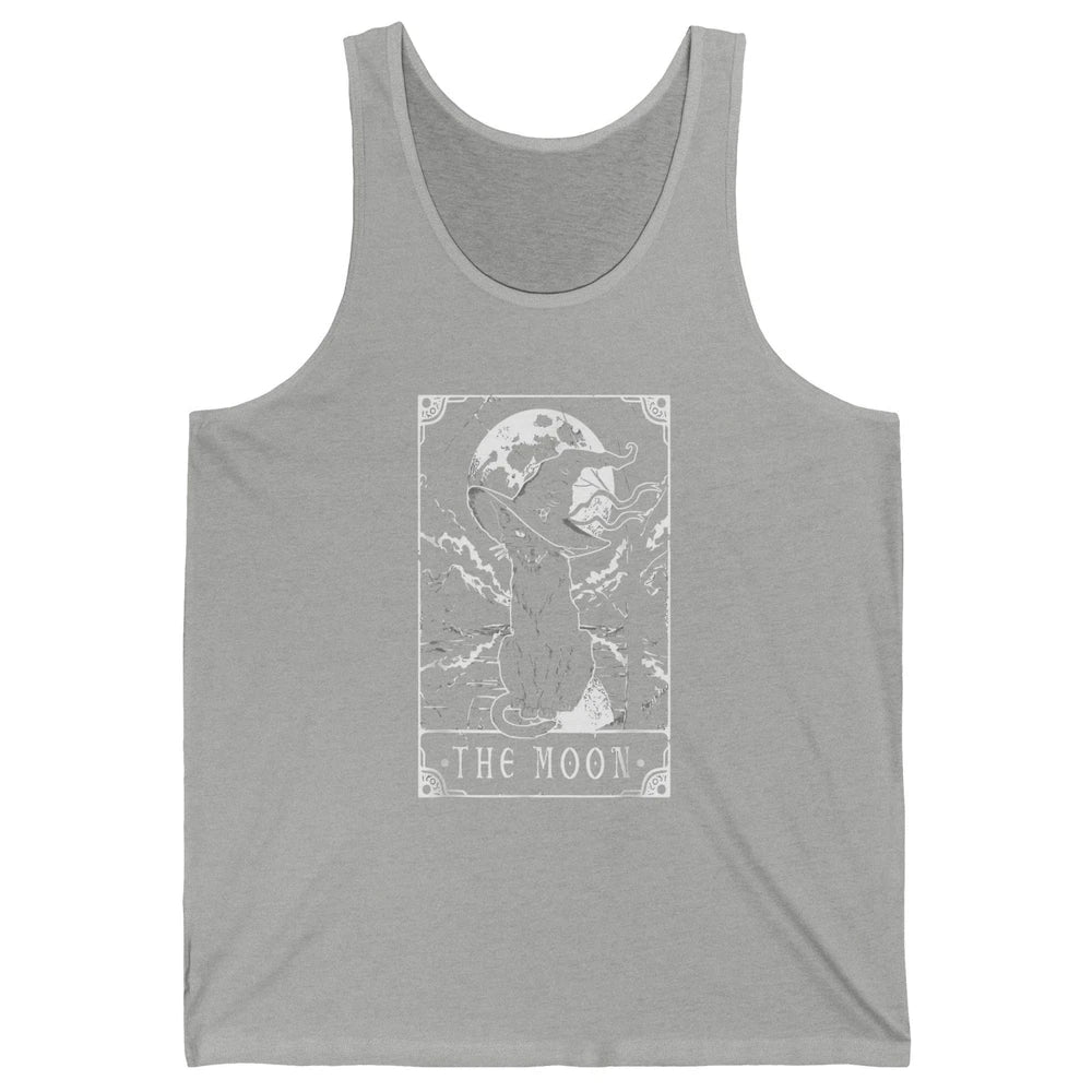 Tarot Card Moon Black Cat Witch Crescent Halloween Spooky Unisex Jersey Tank