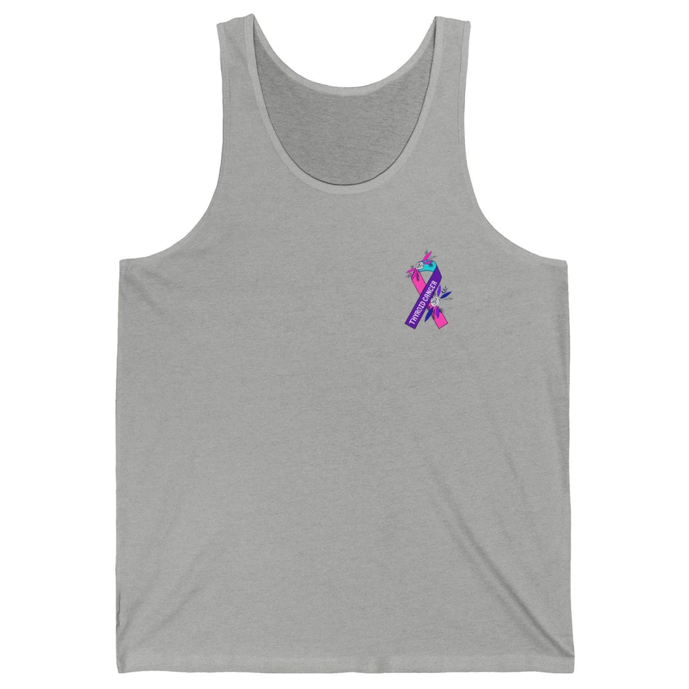 Thyroid Cancer Awareness Purple Pink Ribbon Pocket Size Gift Unisex Jersey Tank