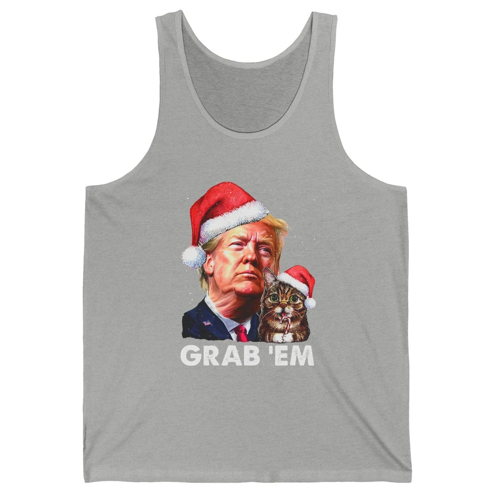 Funny Trump Cat Santa Grab' Em Trump Lovers Christmas Unisex Jersey Tank