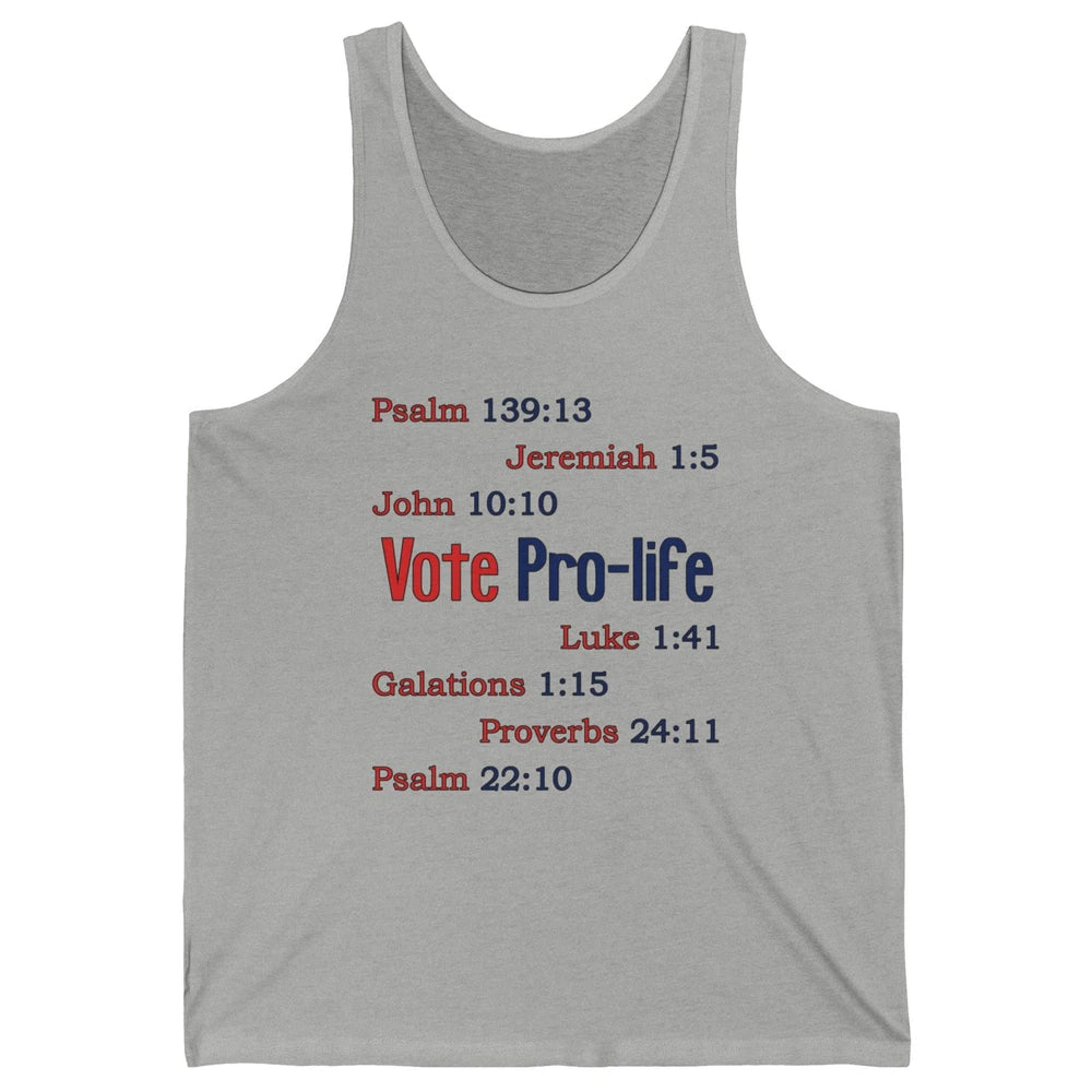 Vote Pro Life Bible Verse Christian Jesus Religion God Faith Unisex Jersey Tank